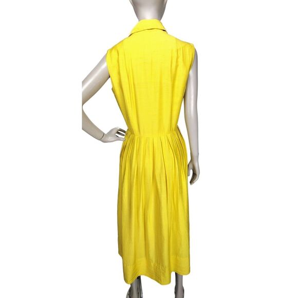 Vintage 50s 60s McMullen Yellow Sleeveless Button-Down Maxi Sun Dress - Picture 6 of 9